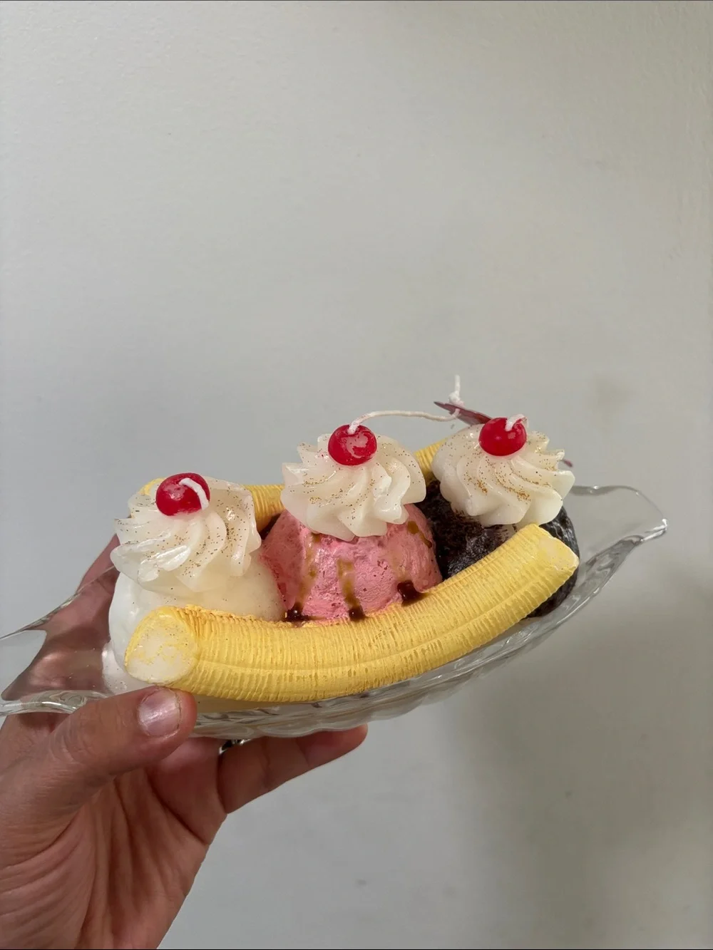 Banana Split Cake Topper — Yellow, Pink, White